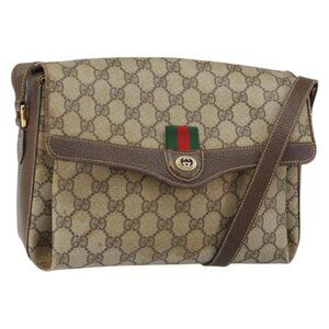 Authentic GUCCI GG Supreme Web Sherry Line Bag PVC Beige Gold 904 02 084